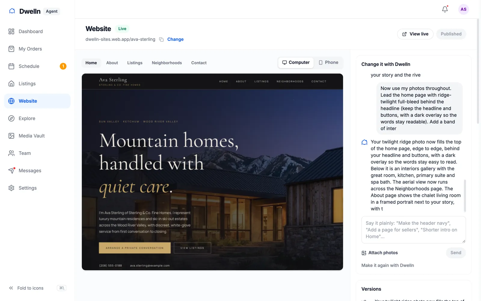 Ava Sterling’s website, written and built by Dwelln