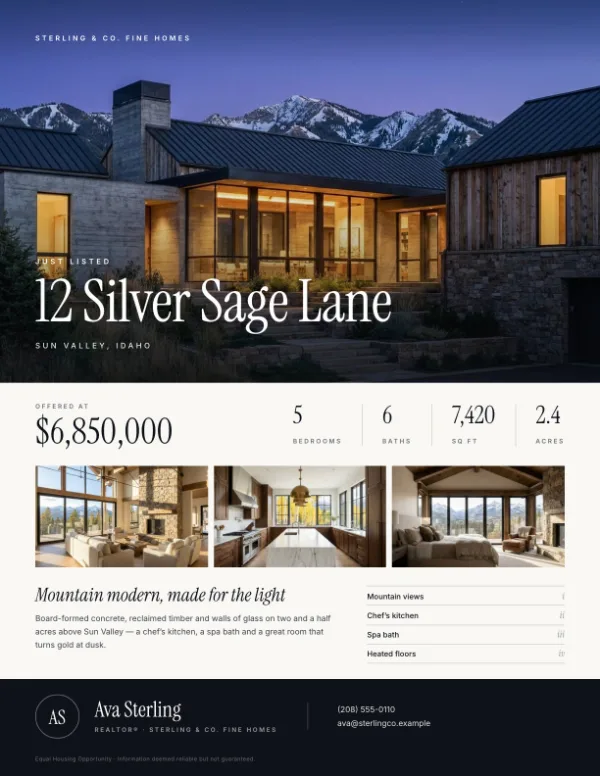 A flyer Dwelln made for 12 Silver Sage Lane
